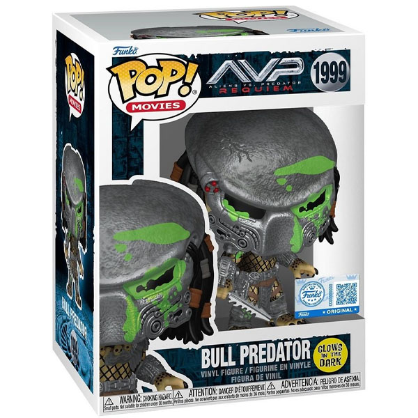 Funko POP #1999 Alien vs Predator Requiem Bull Predator Glow Exclusive Figure
